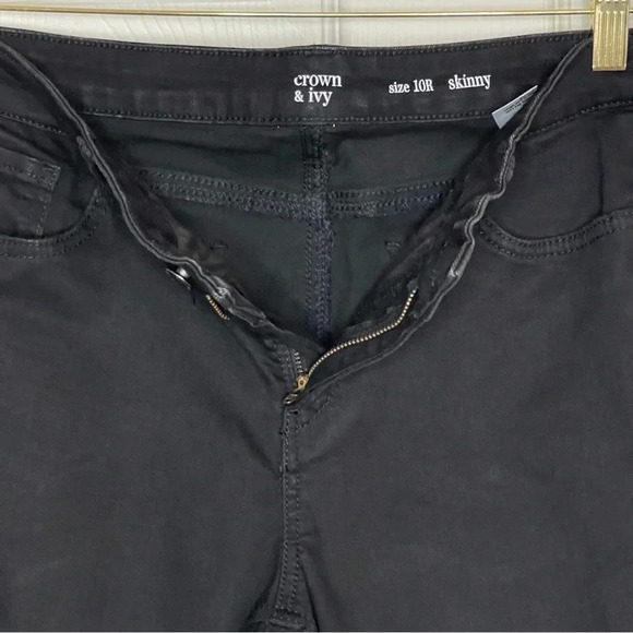Crown & Ivy Women's Black High Rise Denim Skinny Jeans Size 10R - Picture 5 of 11